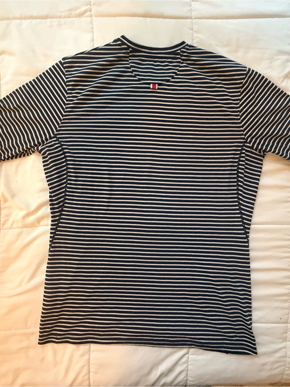 Tracksmith Cannonball Run Blue and White Striped Long Sleeve Crew - Picture 7 of 8